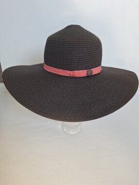 Goorin Bros Wide Brim Straw Hat Brown Pink Band | Beach Sun Hat